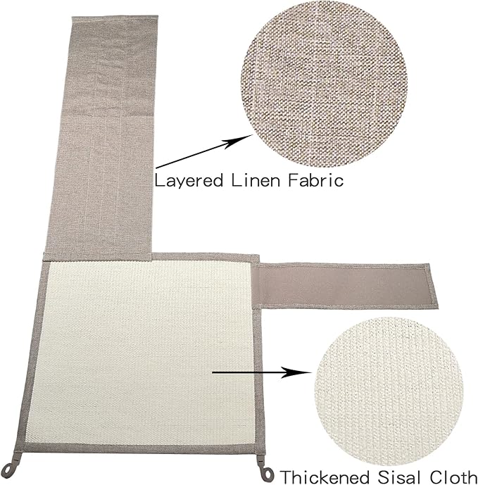 Cat Scratcher Couch- Natural Sisal Furniture Protection from Cats - Corner cat Scratcher for Couch,Chair,Sofa - Easy Installation (Khaki Sofa Right armrest)