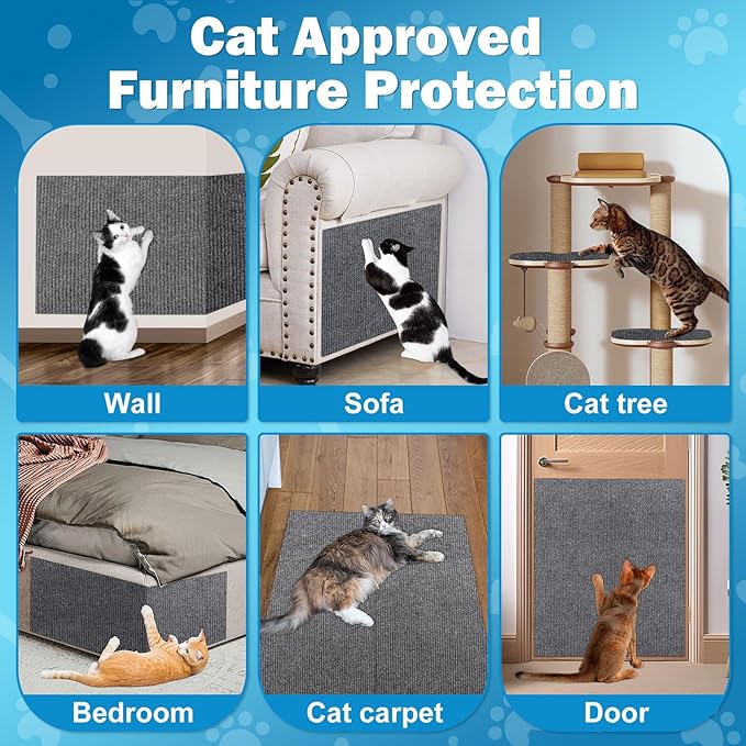 23.6x15.8 Cat Wall Scratcher Mat with Nano Tape,Anti Cats Scratch Furniture Couch Carpet Corner Protector for Indoor,Trimmable Cat Scratching Pad Board Sofa Replacement