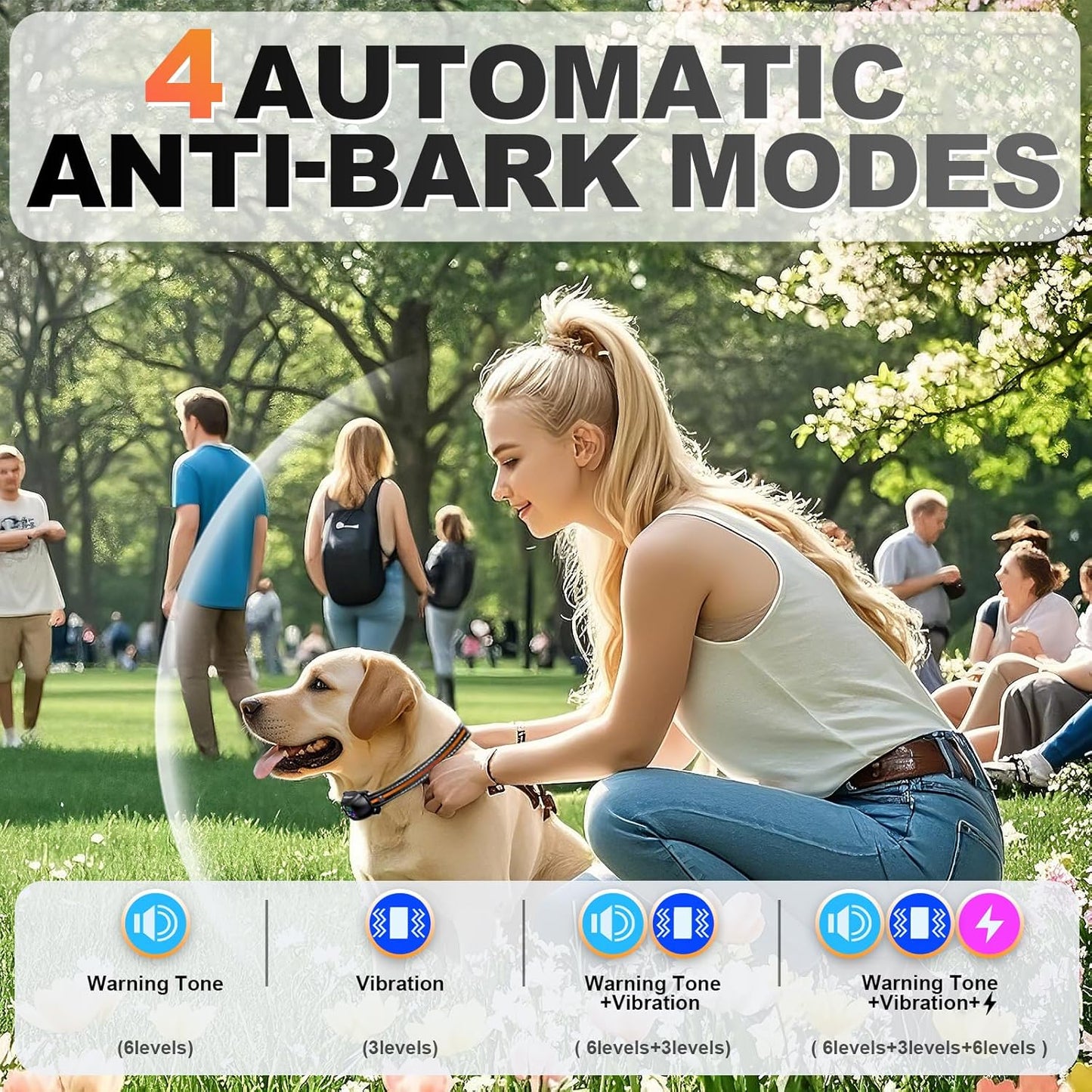 Upgraded Anti-Bark Collar with Remote Control, 2-in-1 Dog Training Collar&Dog Bark Collar with 5 Adjustable Sensitivity,Smart Anti Barking for Large Medium Small Dogs E Collar-Orange