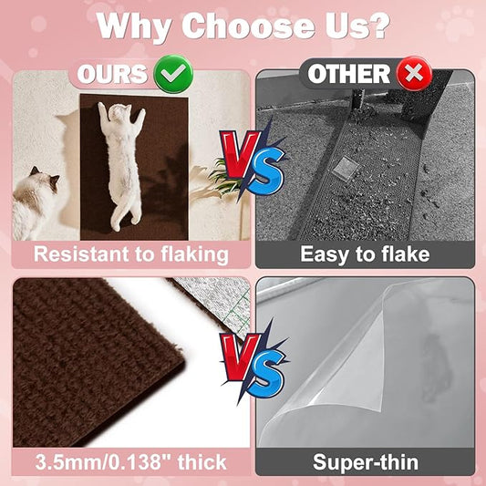 Bed Cat Scratcher Pad,47.2"x15.8"Cat Scratching Mat,Self-Adhesive Trimmable Anti Scratch Bed Couch Wall Corner Furniture Protector from Cat Claws,Easy Use for Cat Carpet/Door/Post