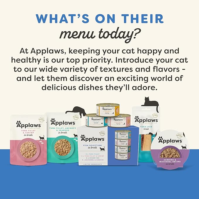 Applaws Natural Cat Treats, Grain-Free, High-Protein Whole Mackerel Loins, Single-Ingredient Healthy Snack for Cats (12 x 1.06 oz Loins)