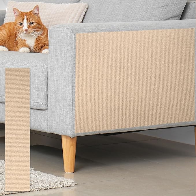 uxcell Self-Adhesive Cat Scratching Mat, 1 Roll 78.7" x 15.8" Couch Protector from Cat Claws for DIY Sofa, Wall, Doors, Cut Anti Cat Scratch Pad Carpet Mat, Khaki