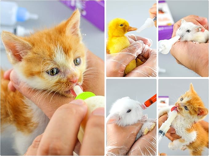 Puppy Kitten Bottle for Nursing, Newborn Baby Dog Cat Rabbit Feeding Bottles with Nipples Feeder Kit