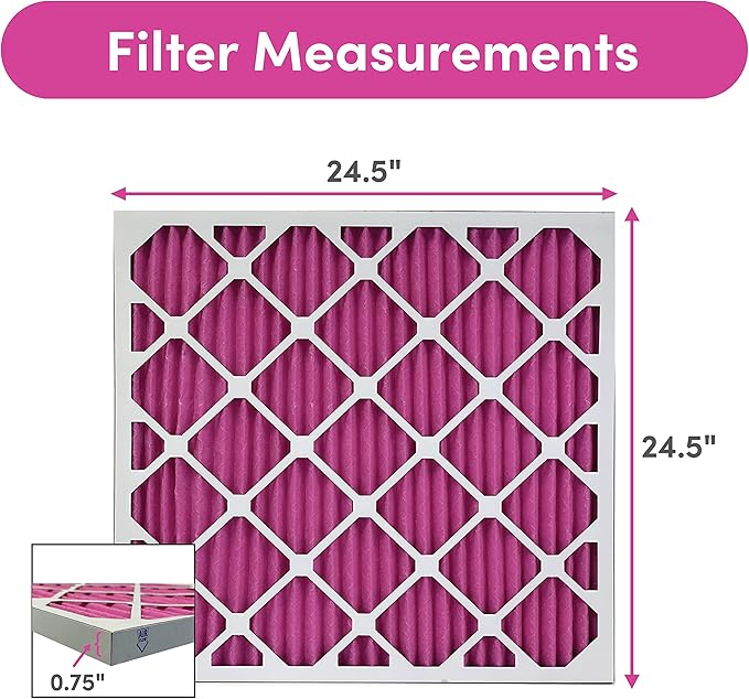 25x25x1 Air Filter by Colorfil | Color Changing Filters for Cat and Dog Odor | MERV 8 Furnace AC Filter for Pet Hair and Dust | 24.5"x24.5"x0.75" Exact Size | Pack of 6