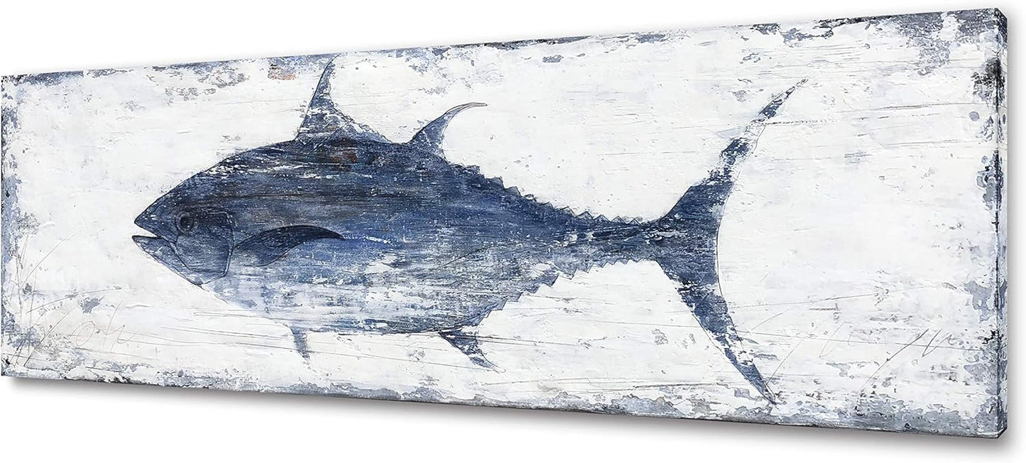 Yihui Arts Decor Abstract Fish Sealife Canvas Wall Art Prints Gallery Wrapped Ready to Hang for Coastal Bedroom Livingroom Office Wall Decoration