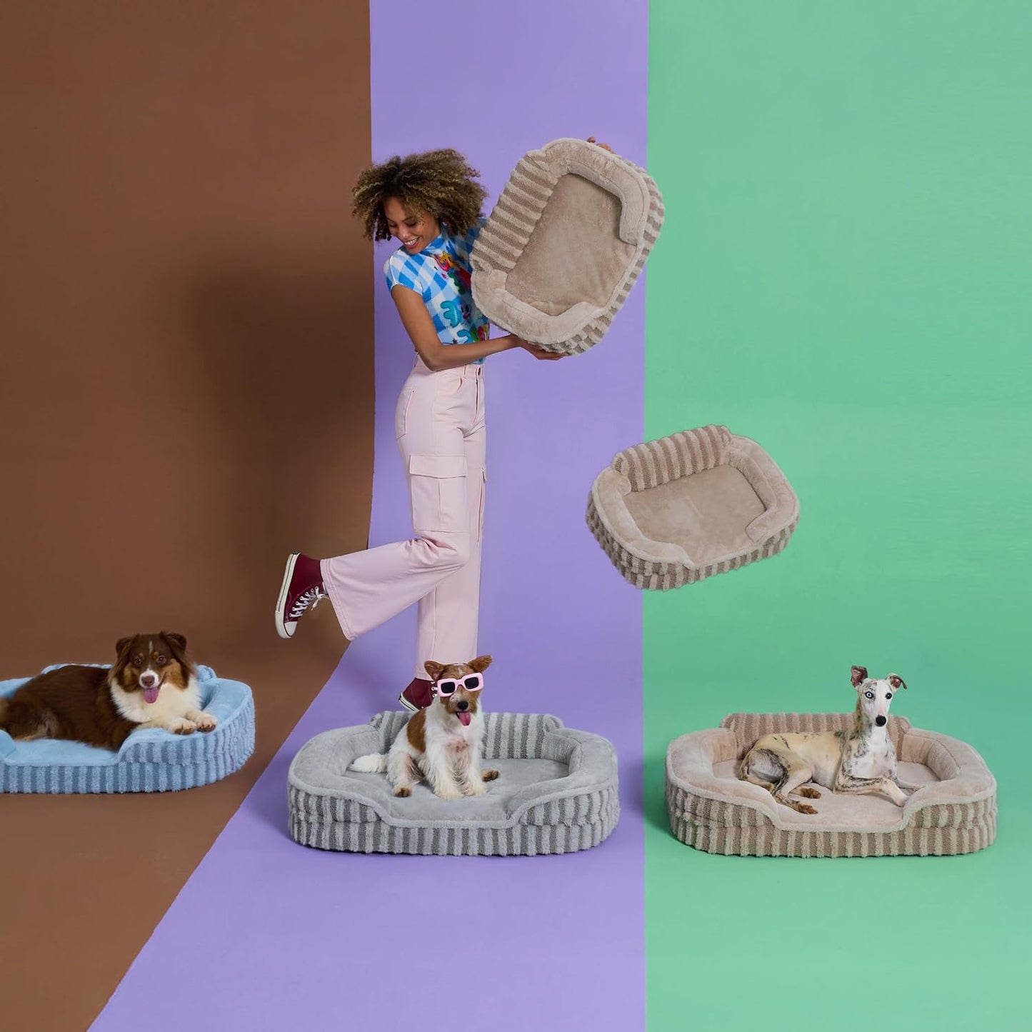 LE SURE Cute Dog Bed Medium Size Dog, Orthopedic Waterproof Medium Pet Beds with Sides, Non-Slip Bottom and Egg-Crate Foam Pet Couch Sofa with Washable Removable Cover, Hazel