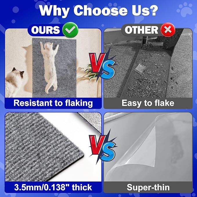 Anit Cat Scratch Couch Furniture Protector,78.7x15.8 Cat Wall Corner Scratcher Pads Mat,DIY Climbing Scratching Carpet Post Board Replacement