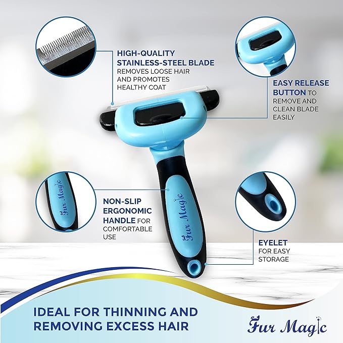 Large Deshedding Tool & Dematting Comb – Grooming Brushes for Dogs, Cats, Horses – Reduce Shedding and Remove Knots, Mats and Loose Undercoat