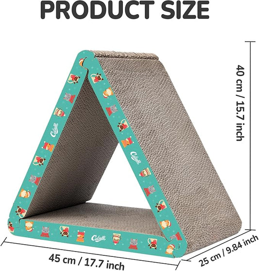CATISM Cat Scratcher Cat Scratching Board - Foldable - Triangle, 6 Usable Sides Scratchers for Indoor Cats, Durable Recyclable Cats Cardboard Vertical(Pack of 3)