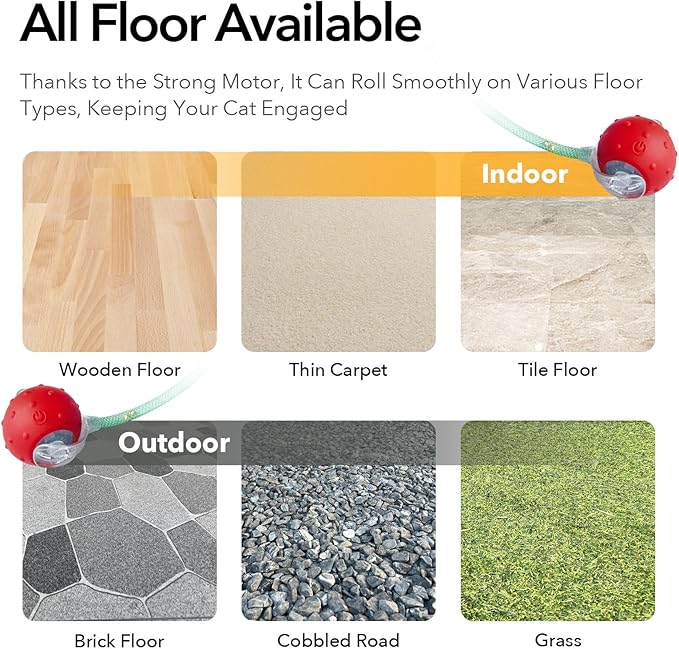 Speedy Tail Ball Toy 3.0 with 3 Play Modes, Bonus Tail, Powerful Motor Moving Ball, Interactive Auto Toy for Indoor Bored Kitten & Adult Cats, USB Rechargeable (Red, Birdsong)