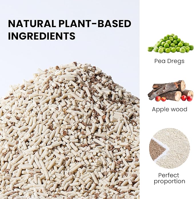 FUKUMARU Tofu Cat Litter, 32 LBS Clumping Cat Litter, Dust Free, Natural, Unscented, Flushable, Lightweight, Low Tracking, Mixed Apple Wood, 24/7 Odor Control, 8 lb x 4 Bags