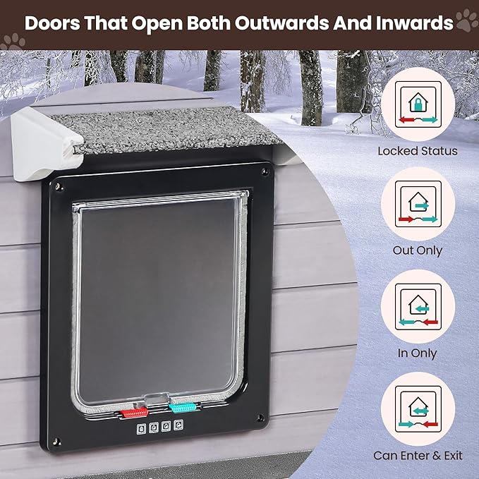 Outdoor Cat House Rainproof All Round Metal Frame Wooden Condos, Indoor and Outdoor Use for Rabbit,Small Animal Feral Cat Shelter