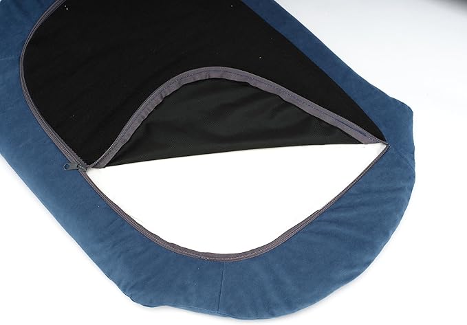 HomSof 30.7" Scandinavian Style Elevated Dog Bed Pet Sofa with Solid Wood Legs and Bent Wood Back,Velvet Cushion,Mid Size,Navy+Brown