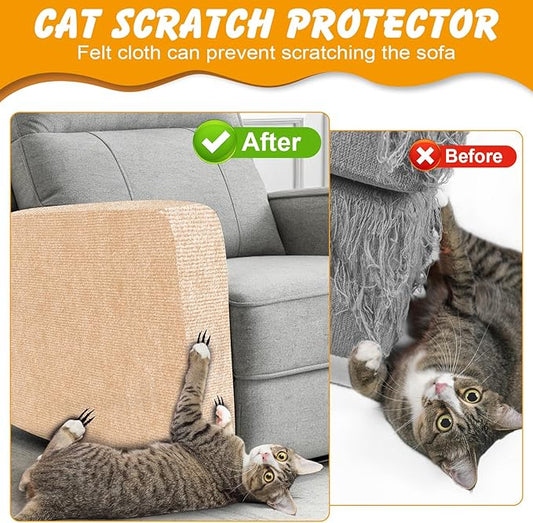 78.7x15.8 in Cat Scratch Furniture Protector, Self-Adhesive Couch Protectors from Cat Caws for Couch, Wall Trimmable (Beige)