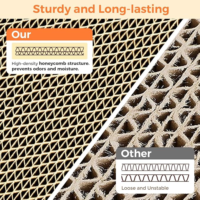 ComSaf Cat Scratcher Cardboard Indoor - 17"x10" Cat Refill Box with 3 Pcs Scratching Board Reversable Long Lasting Clawing Pad for Cats, Corrugate Scratchers Bed Sofa Couch Furniture Wall Protector