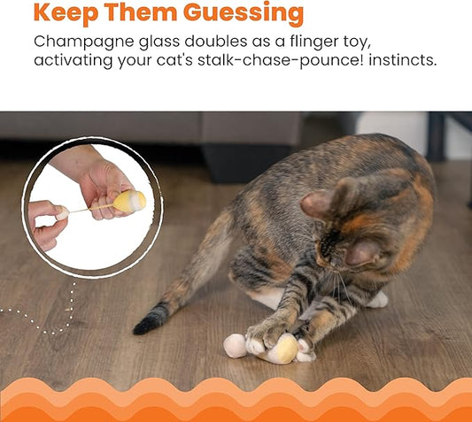 Catstages Purrsecco & Cupcakes Cat Toys, 6-Pack Catnip Toys with Feathers, Crinkle & Mesh, Multicolored