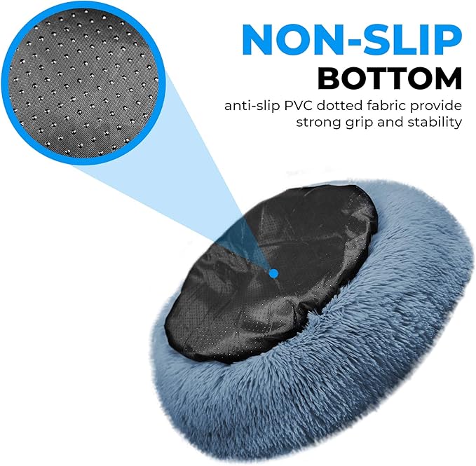 Whiskers & Friends Cat Bed Dog, Cat Beds for Indoor Cats, Orthopedic Soft Fluffy Round Calming Pet Bed for Small to Large Kitty Kittens & Dogs, Small Dog Beds & Furniture - with Blanket
