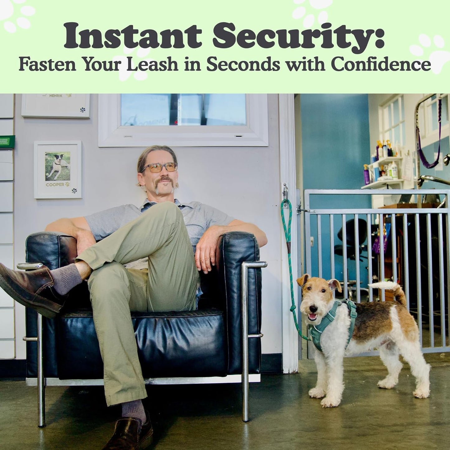 Canine Hitch- Secure Dog Leash Parking Mounted Indoor – Outdoor Wall Hook - Tie Out Stainless Steel Practical Lead Management for Home & Business, Slim Compact