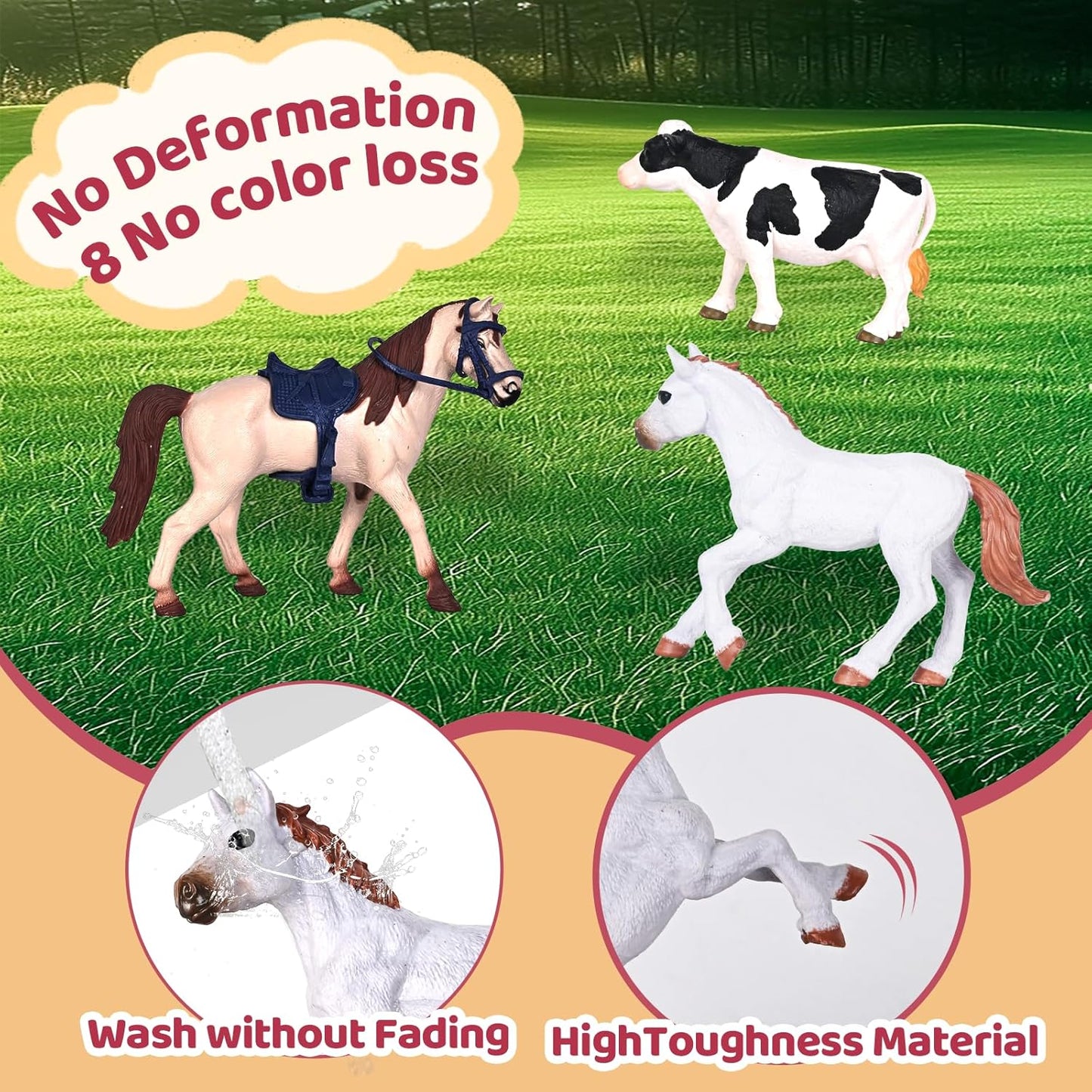 Horse Club Riding Arena 71-Piece, Horse Stable Toys Playset, Farmmer Figures,Farm Animal Figurine, Coffee Shop, Barn with Fence Toys for 3-7 Years Old Kids Boys Girls Toddlers