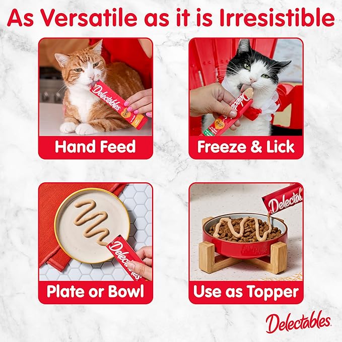 Hartz Delectables Squeeze Up Interactive Lickable Wet Cat Treats for Adult & Senior Cats, Chicken & Veggies, 4 Count (Pack of 8)