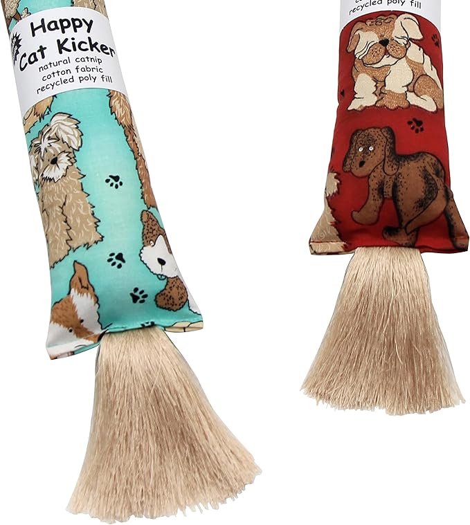 2 Pack Interactive Catnip Cat Kicker with Tassel, Bite Resistant Chew Toy, Crinkle Kicker, Accessories for Indoor Cat