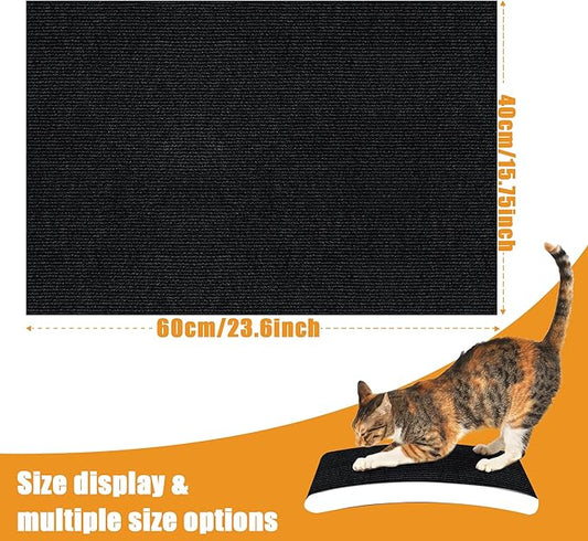 Cat Scratching mat Self-Adhesive, Trimmable Furniture Protector for Couch, Sofa, Wall & Cat Trees - Durable Scratch Pad with Nano Tape, DIY Climbing Carpet for Indoor Cats (Black, 23.6"x15.8")