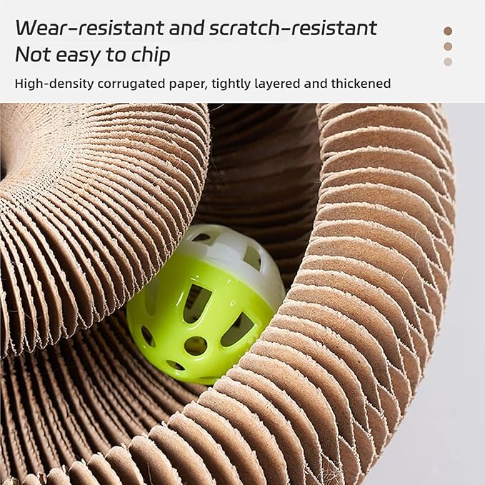 PurrPlex Magic Organ, PurrPlex Cat, Magic Organ Cat Scratch Board Foldable Cats Accordion, Flexible Cats Scratcher, Cardboard Scratchers for Indoor Cats with Interactive Bell Ball (1Pcs)