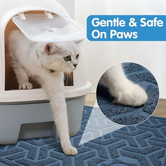UPSKY Cat Litter Mat, Litter Trapping Mat Soft on Kitty Paws, Large Litter Box Mat 35" x 24" Scatter Control for Indoor Cats Waterproof and Extra Large Pretty Litters Carpet