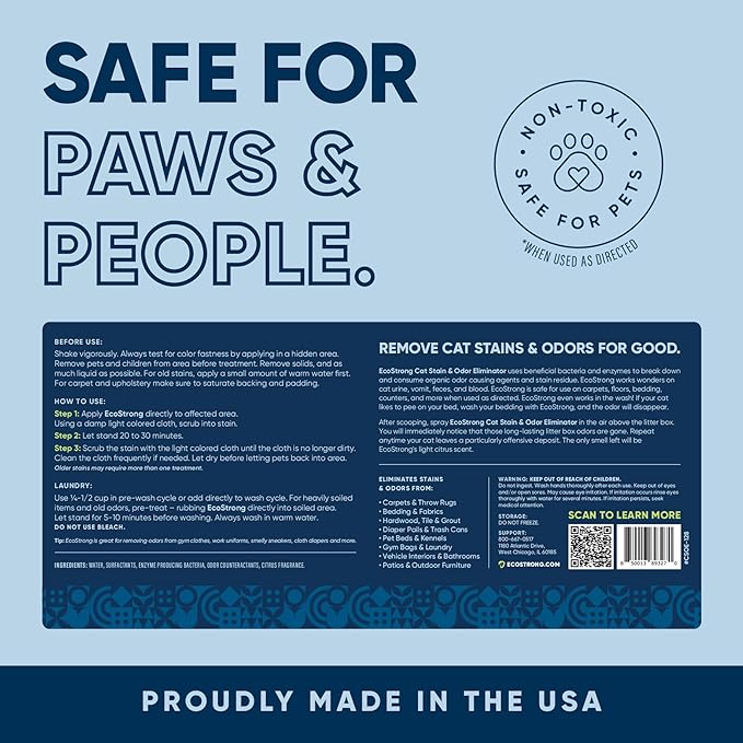 Cat Stain And Odor Remover| Enzyme Urine Odor Neutralizer - Stain Remover for Carpet, Litter Boxes, Bedding, and Laundry [Citrus Scent Gallon Value Size]