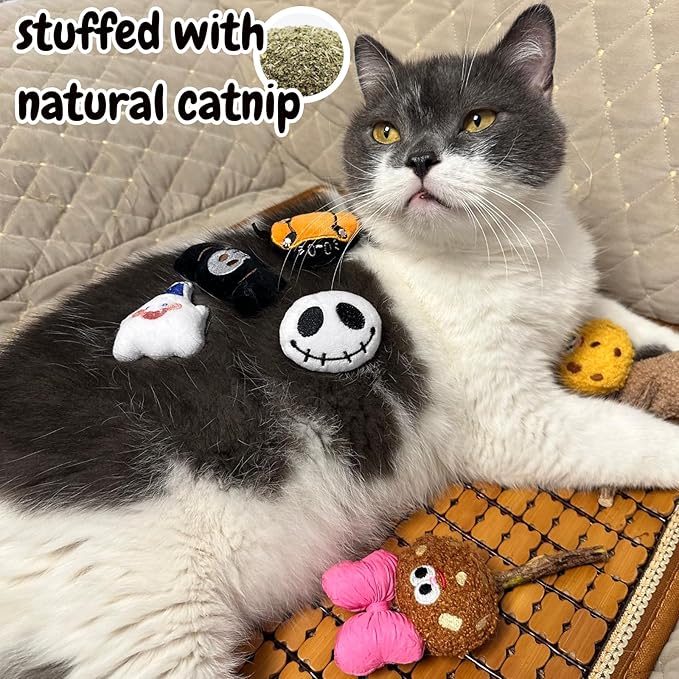 6 Pack Catnip Toy, Filled Teething Chew Toys, Interactive Kitten Chew Bite Toys for Boredom Relief, for Cats and Cat Lovers
