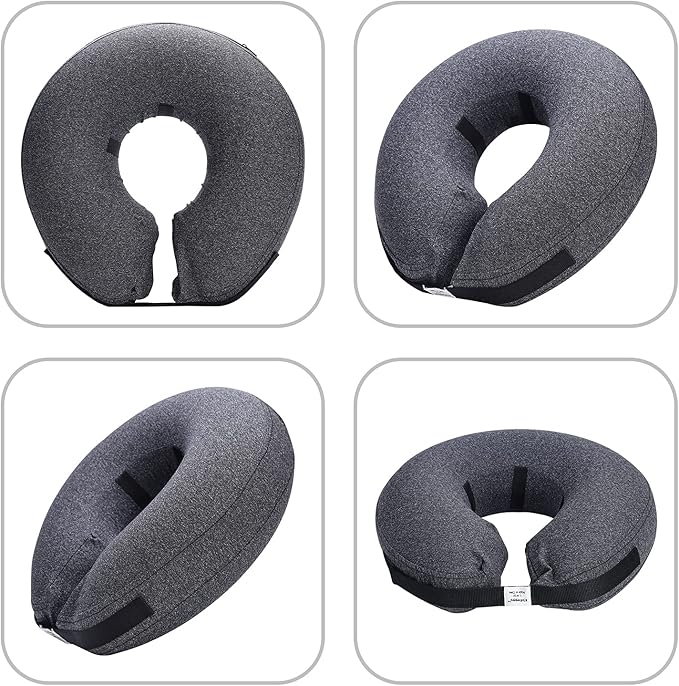 Katoggy Inflatable Cone Collar for Surgery, Soft Adjustable Blow Up Donut E-Collar for Small Medium Large Dogs and Cats