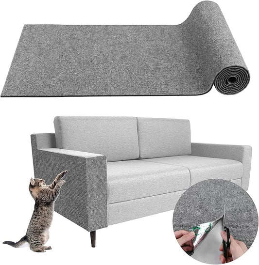 Climbing Cat Scratcher Mat Trimmable Cat Scratching Post Carpet 157.4’’x15.8’’ Self Adhesive Carpet Mat Pad Replacement for Cat Tree Shelves Post Couch Wall Furniture Steps DIY Protector (Light Gray)