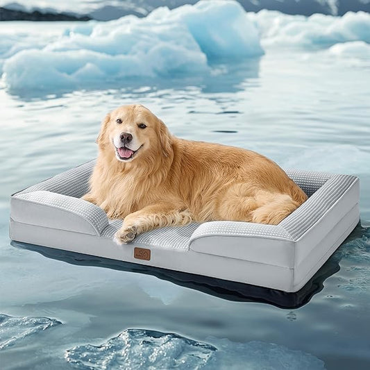 Bedsure XL Orthopedic Dog Bed for Extra Large Dogs - Washable XLarge Dog Cat Bed Waterproof, Comfort Dogs Couch Sofa with Washable Removable Cover, Pet Bed with Nonskid Bottom, Cooling Grey, 42"