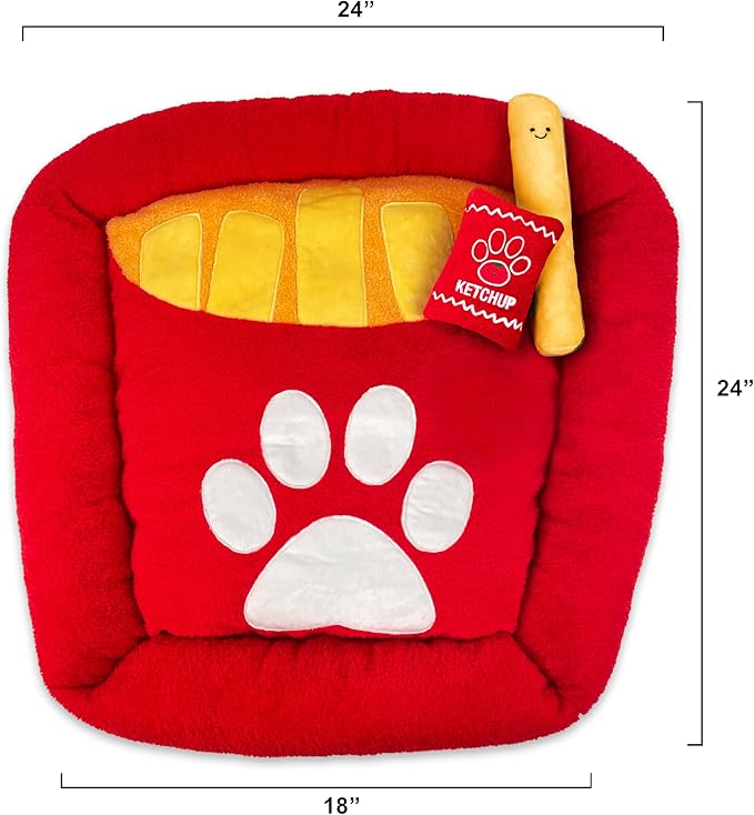 TONBO Soft Plush Small Cute and Cozy Nature Dog Cat Bed, Washer and Dryer Friendly (French Fries)