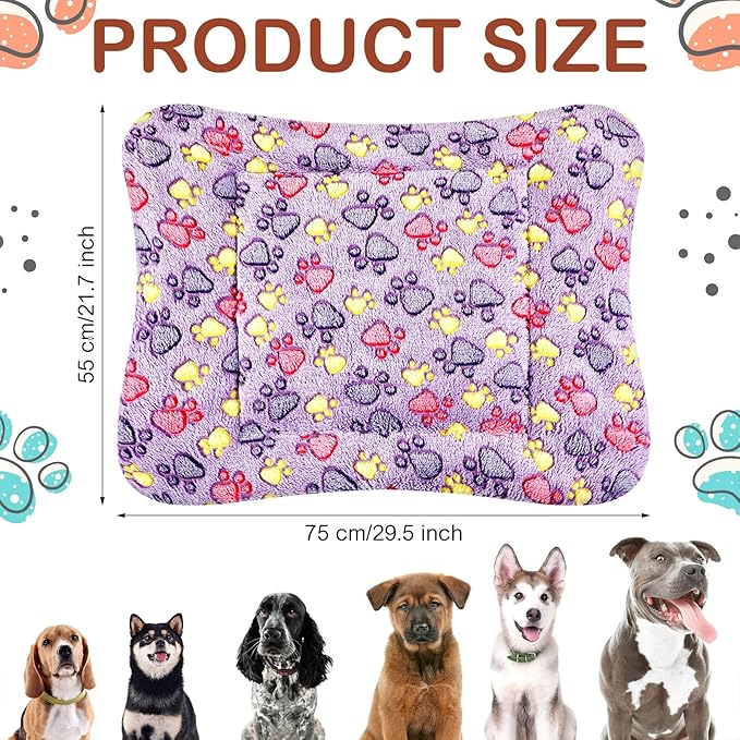 4 Pack Ultra Soft Dog Cat Bed Mat with Cute Prints Reversible Fleece Dog Crate Kennel Pad Cozy Washable Thickened Hamster Guinea Pig Pet Bed Mat for Small Animals(30 x 22 Inches,Vivid Color)