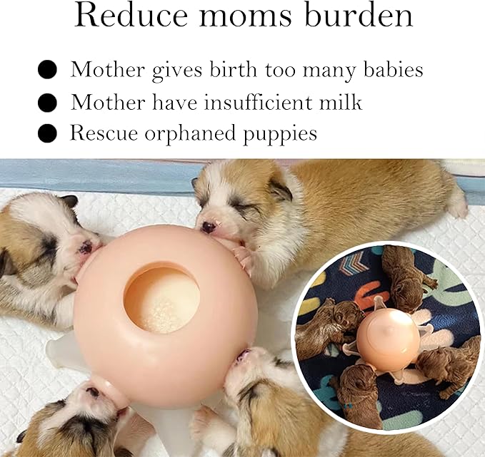 Doggiema Puppy Feeders for Multiple, Puppy Bottles for Nursing, Puppy Milk Feeder, Puppy Nipple Feeder, Puppy Feeding Station,Silicone Puppy Feeder with Nipples M Size