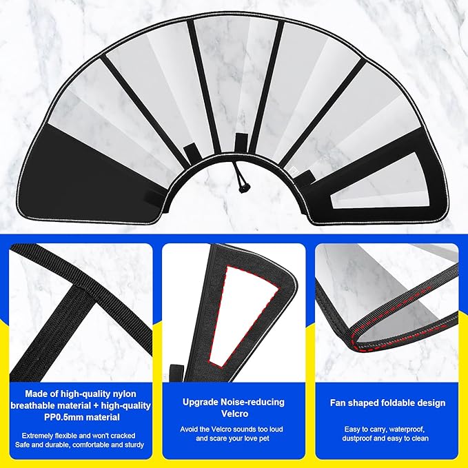 Lainergie Adjustable Soft Dog Cone Collar for After Surgery Recovery, Comfortable Pet Recovery Protective Collar for Medium Large Dogs, Elizabethan Dog Neck Collar (XXL, Black)