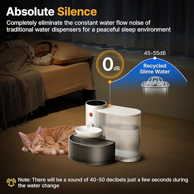Potaroma Smart Wireless Pet Water Fountain, No Filter, 3.5L Large Capacity, Rechargeable Automatic Water Dispenser for Cats and Small Dogs, Wastewater Separation Always Fresh Water