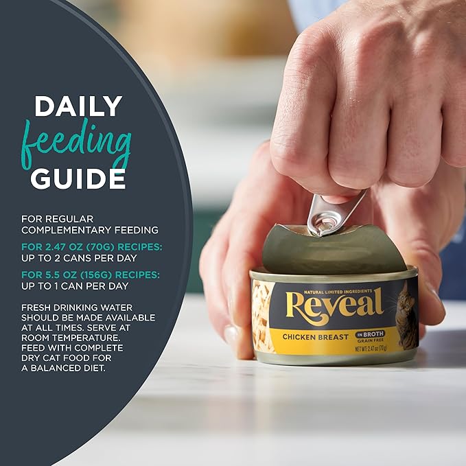Reveal Natural Wet Cat Food, 24 Count, Grain Free, Limited Ingredient Canned Food for Cats, Ocean Fish in Broth, 2.47 oz Cans