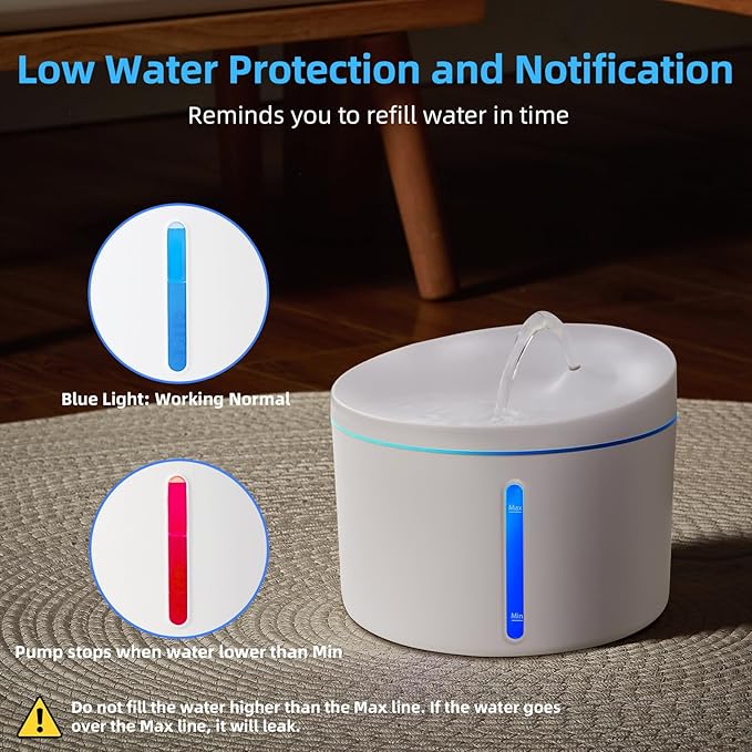 DOGNESS D06 Cat Water Fountain with Filter, Keep Water Fresh Automatic 3.2L Large Capacity Ultra Silent Removable Fresh Cat Water Dispenser for Dogs, Cats, Birds (3.2L White)