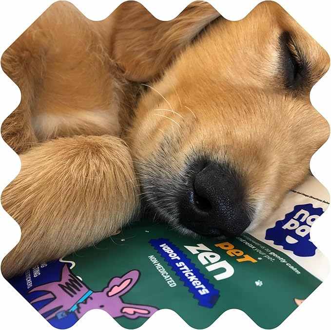 NATPAT Pet Zen Calming Patches for Dogs & Cats – Non-Medicated Effective Stress Relief for Travel, Fireworks & Separation Anxiety - Long Lasting & Non-Toxic (24 Patches) - Locket Sold separetely