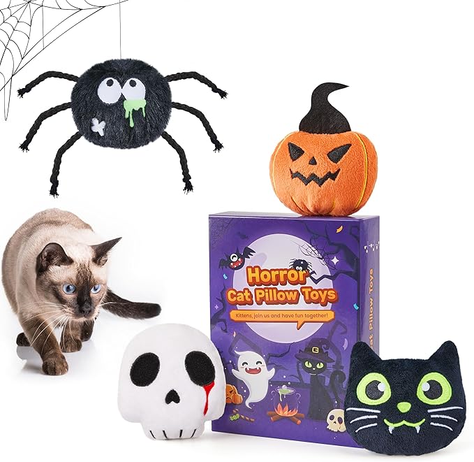 Potaroma 4 Pcs Cat Toys with Catnip Crinkle Sound, Glow in The Dark, Interactive Indoor Kitten Kicker Exercise Toys 4.0 Inches for All Breeds