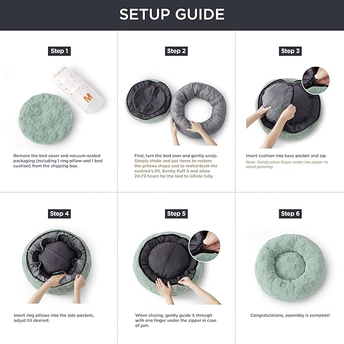 Bedsure Dog Bed for Small Dogs - Donut Pet Bed for Puppy Kitten with Anti Slip Bottom, Round Sherpa Dog Beds with Washable Removable Cover, Garden Green, 23x23x8 inches