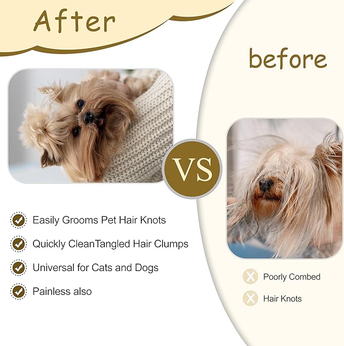 Upgraded 4Pcs Cat Dog Knotting Comb Set - Safer Non-Slip Handle Pet Grooming Tool, Universal Knot Remover Comb for Cats and Dogs, Pet Grooming Supplies (Knotting Cut Combs, Count, 1)