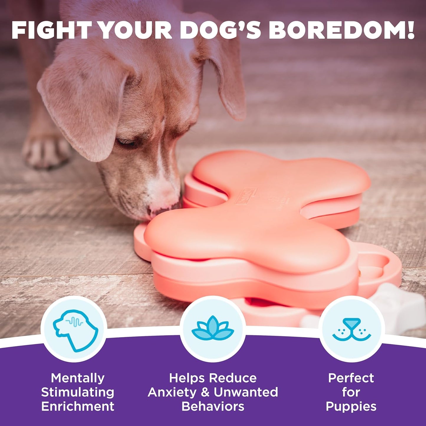 Outward Hound Nina Ottosson Puppy Tornado Dog Puzzle Interactive Treat Puzzle Dog Enrichment Dog Toy for Puppies, Level 2 Intermediate, Pink