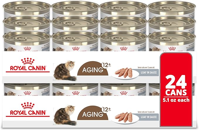 Royal Canin Feline Health Nutrition Aging 12+ Loaf in Sauce Canned Cat Food, 5.1 oz can (24-count)
