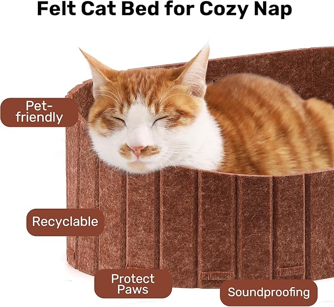 FUKUMARU Cat Scratcher, 24 Inch Sofa Shape Cat Scratching Bed, Reversible Detachable Cats Scratching Board, Round Cats Scratch Pads Refill Indoor, Caramel