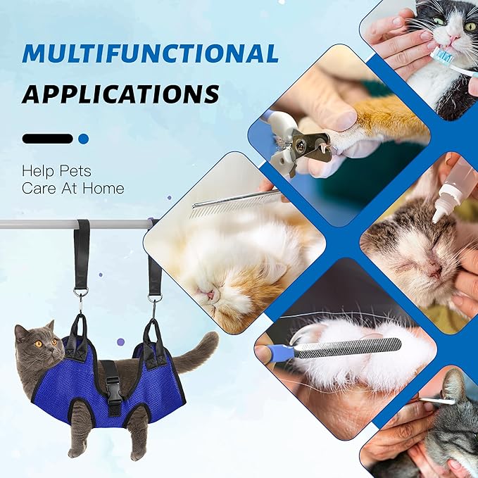 PatiencET Dog Grooming Hammock, Pet Grooming Hammock for Cats & Dogs, Dog Holder for Nail Trimming, Cat Sling for Nail Trimming with Nail Clippers/Trimmer, Nail File, Pet Comb(XS)