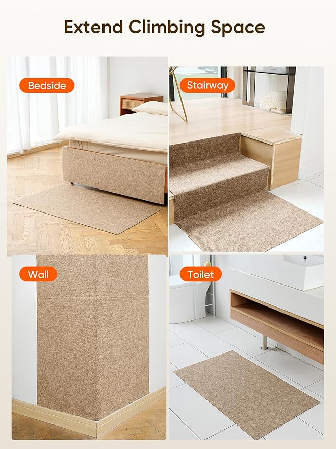 Cat Scratch Mat Furniture Protector, Eco-Friendly DIY Trimmable Self-Adhesive Cat Scratching Pad, Couch Wall Sofa Guard, Reusable Claw Scratching Protector 39.4"x15.8" (Beige)