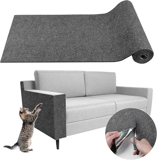Climbing Cat Scratcher Mat Trimmable Cat Scratching Post Carpet 78.7'' x15.8'' Self Adhesive Carpet Mat Pad Replacement for Cat Tree Shelves Post Couch Wall Furniture Steps DIY Protector (Dark Gray)